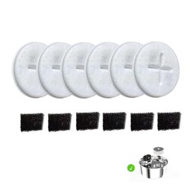 Imagem de 6 Kits Filtro Bebedouro Gato, Filtro Refil 7.5L Fonte Bebedouro Gatos Comedouros, Bebedouros e Acessórios para Gatos