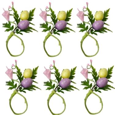 Imagem de RSACCSKY Conjunto De 6 Anéis Guardanapo Páscoa, Lírio-De-Calla Rústico Com Porta-Guardanapos Eucalipto, Ovos Em Tons Pastéis Artesanais, Decoração Mesa Para Jantares, Casamentos, Festas, Banquetes (