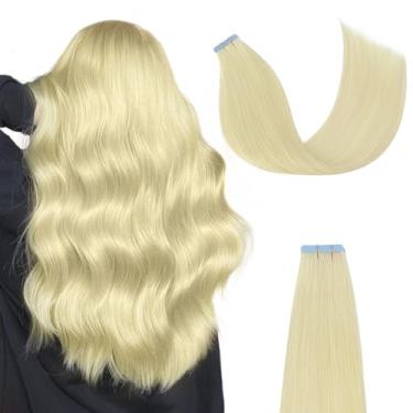 Imagem de AGMITY Fita Para Extensões De Cabelo Humano 100% Natural, 22" (20 Unidades), 50G/Pacote, Liso, Sem Costura, Trama Loira (22" #60, Loiro Platinado)