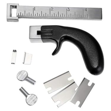 Imagem de Régua de calibre de aço inoxidável cortador de pulseira de couro com lâminas de corte substituíveis para cinto de até 10 cm de largura para artesanato
