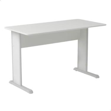 Imagem de Mesa Escritório Reta 120x60 Uno Cinza MDP 25mm com Estrutura Metálica e Sapatas Niveladoras - Home Gourmet