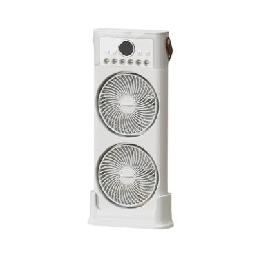 Imagem de Ventilador de névoa com ventilador duplo e umidificador, 6 bicos, ajustável em 360 graus, baixo ruído, USB C, portátil para casa, escritório e ambientes externos(White,49cm)