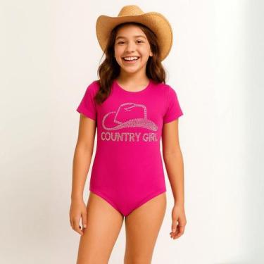 Imagem de Body Infantil "Country Girl" com Strass Prata Tamanhos 4 ao 10 para Fe