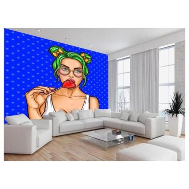 Imagem de Papel De Parede 3D Arte Rosto Mulher Colorido 3,5M Tra146 - Você Decor