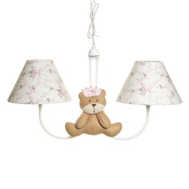Imagem de Lustre 2L Simples Com 2 Ursas Princesas Quarto Bebê Infantil - Potinho
