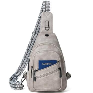 Imagem de Leresas Bolsa tiracolo feminina de couro sintético, bolsa transversal, pochete para viagens, uso diário, férias, Cinza claro