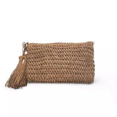 Imagem de Bolsa Artesanal de Palha, Transversal Casual, 24 x 17 cm, Marrom, com Alça Ajustável