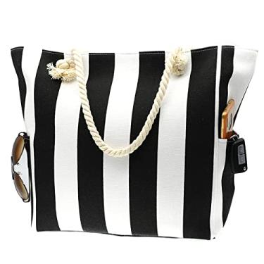 Imagem de utop Bolsa de praia grande feminina de palha, alças de corda de algodão, durável, leve com bolsas de grande capacidade, Sacola Beah 01, Large