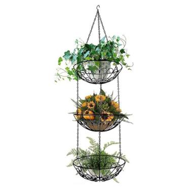 Imagem de Cesta de frutas pendurada, organizador de frutas e vegetais | Cestas de arame destacáveis resistentes, suporte de frutas para cozinha, lavanderia, decoração de casa
