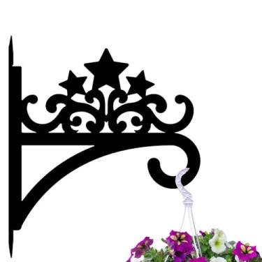 Imagem de peacoblue Gancho de ferro para pendurar plantas ao ar livre, interior, vaso de samambaia, lanterna, alimentador de pássaros, 30,5 x 35,5 cm, suporte de parede de metal resistente ao clima para