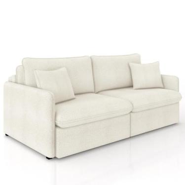 Imagem de Sofá Cama Retrátil Para Sala de Estar 174cm Una K01 Bouclê Cru - Lyam 