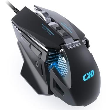 Imagem de Mouse para jogos C303 RGB retroiluminado com fio com sensor óptico de 7200DPI, 8 botões programáveis, mouse USB para computador leve, mouse gamer para laptop, PC, Mac, preto