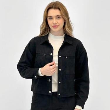 Imagem de Camisa Pacific Blue Cropped Suede Manga Longa Feminina-Feminino