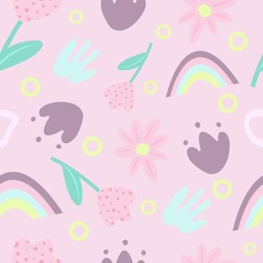 Imagem de FANCYEASY Papel de parede floral rosa 30,5 cm x 254 cm Tulipa arco-íris sol flor papel de parede autoadesivo removível floral contato papel de parede para paredes rolo de vinil decorativo para quarto