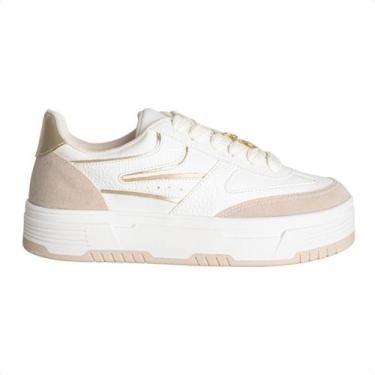 Imagem de Tênis Feminino Lízis Urban Lux Dourado E Off-White, Branco, Ouro, 35