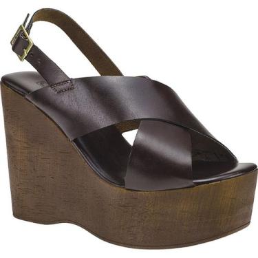 Imagem de Sandália Anabela Feminina Salto Alto Leve Confortável - LAZZLU, Marrom