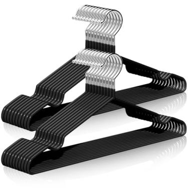 Imagem de FBXGT 20 Peças Kit Cabides de Inox Adulto-40CM Kit de Cabides para Roupas com Ranhura em U de Metal Espessado, Preto