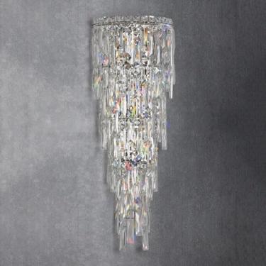 Imagem de Parede De Cristal Moderna Scoe E12 Luz De Parede Interna De Luxo Luminária De Iluminação De Vaidade Para Sala De Estar Quarto Corredor Banheiro Lâmpada Montada Na Parede, Chrome, 11inch