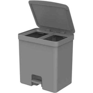Imagem de Lixeira Dupla 20l Banheiro Cozinha Reciclagem Ou Cor Cinza