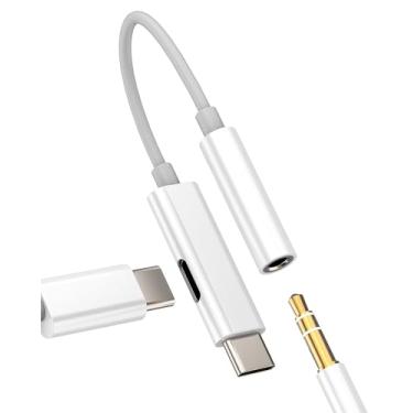 Imagem de Adaptador de áudio USB C para 3,5 mm (2 em 1) para iPhone 16 15 tipo C Cabo de carregador AUX divisor de fone de ouvido para dongle de áudio Apple DAC compatível com conversor de fone de ouvido