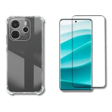 Imagem de Capa Capinha Case Anti Shock Transparente + Película De Vidro 3D Tela Toda Para Xiaomi (Redmi Note 14)