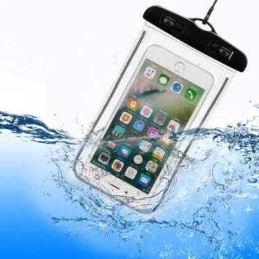 Imagem de Capa Impermeável Celular Padrão Universal Touch Transparente Screen Até 6,8 Pol Bolsa de Silicone Prova D'Água com Alça Chuva Viagem Piscina Passeio Praia 18x11cm Compatível Android e IOS