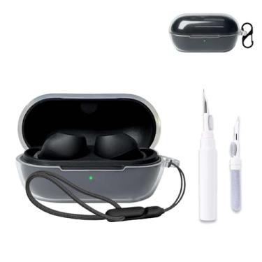 Imagem de NOUKAJU Capa para Sony WF-C710N, capa protetora para fone de ouvido (com mosquetão + cordão + caneta de limpeza) à prova de quedas, arranhões, capa protetora para Sony WF-C710N (transparente)