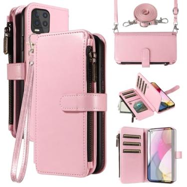 Imagem de Asuwish Capa de telefone para Moto G Stylus 5G 2021 capa com protetor de tela de vidro temperado e cordão com zíper, porta-cartões, suporte para cartão, acessórios para celular Motorola GStylus G5