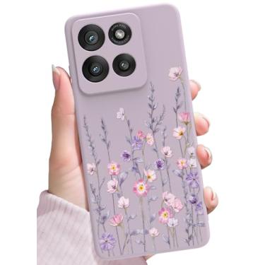 Imagem de SOPROCAS Capa para Motorola Moto G Stylus 2025, design floral fofo para mulheres e meninas, capa de telefone de silicone líquido com proteção contra quedas com forro de microfibra antiarranhões, flor
