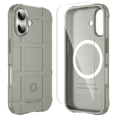 Imagem de LABILUS Rugged Shield Capa protetora tática magnética à prova de quedas de 2,4 m TPU grossa para MagSafe compatível com iPhone 16 (6,1 polegadas) - argila clara