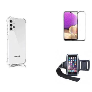 Imagem de Kit Braçadeira Samsung Galaxy A73 5G + Película De Vidro 3D + Capa