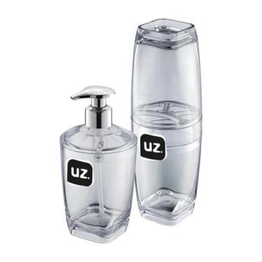 Imagem de Kit Banheiro Lavabo Conjunto Porta Escova Com Tampa E Sabonete Liquido