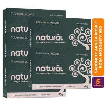 Imagem de Kit c/ 5 Sabonete Vegano Argila Branca e Rosa Mosqueta 80g - Orgânico 