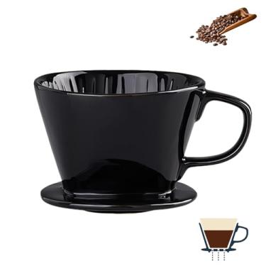 Imagem de Cafeteira para derramar, gotejador de café de xícara única, acessórios manuais de porcelana para viagem, acampamento, escritório, casa, café, presentes de café (preto, médio)