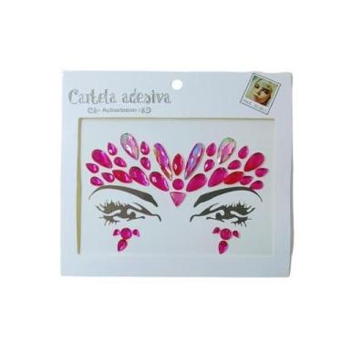Imagem de Adesivo Para o Rosto Rosa Cristal "Modelo 48" Festas Carnaval - Festas
