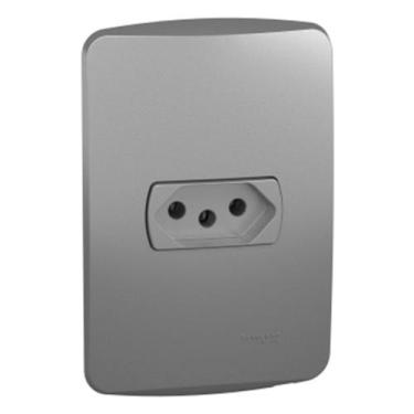 Imagem de Tomada Miluz 10 Amperes Aluminio com Placa SCHNEIDER