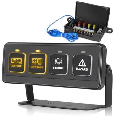 Imagem de OFFROADTOWN Painel de 4 interruptores de controle remoto sem fio, 4 modos de luz, sistema de controle multifuncional, mini caixa de interruptor de relé compacto, painel de interruptor de luz off-road