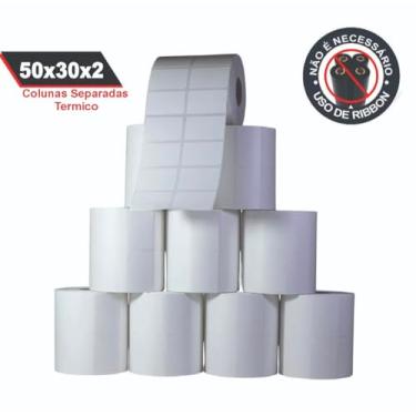 Imagem de 10 Rolos Etiqueta 50x30 2 Colunas Termica - Zebra Argo