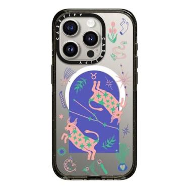 Imagem de CASETiFY Capa Impact para iPhone 15 Pro [4X testado contra quedas de grau militar/proteção contra quedas de 2,5 metros/compatível com Magsafe] - Touro - preto transparente