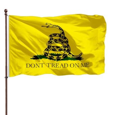 Imagem de Bandeira de Gadsden dupla face Don't Tread on Me Enorme 5x8-3Ply 240D poliéster cores vivas - Don't Tread on Me Bandeira Gadsden resistente - 4 linhas costuradas e cabeçalho de lona com 3 ilhós de latão