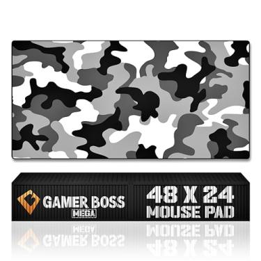 Imagem de Gamer Boss - Mouse pad para jogos com bordas costuradas, tapete de mouse de base de borracha antiderrapante, mousepad de pano premium, tapete de mesa para laptop, computador e PC, 122 x 61 centímetros e 4 mm de espessura (mega, camuflagem)