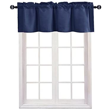 Imagem de JIUZHEN Cortinas curtas sólidas para cozinha, saia azul marinho para sala de estar e banheiro, cortinas de janela de porão com bolso de haste, 91 x 40,6 cm, 1 painel