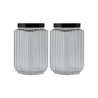 Imagem de 2 Pote Plástico Fileto 2,5LT Cozinha Porta Mantimentos Organizador Multiuso Premium (Fumê)