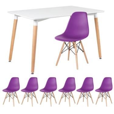 Imagem de KIT - Mesa retangular Eames 80 x 120 cm + 6 cadeiras DSW
