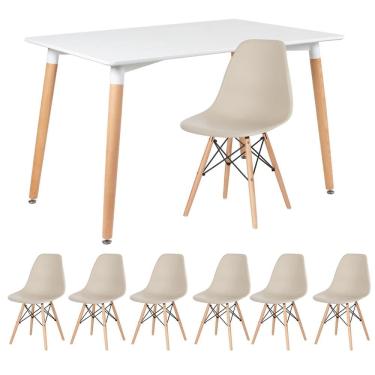 Imagem de KIT - Mesa retangular Eames 80 x 120 cm + 6 cadeiras DSW