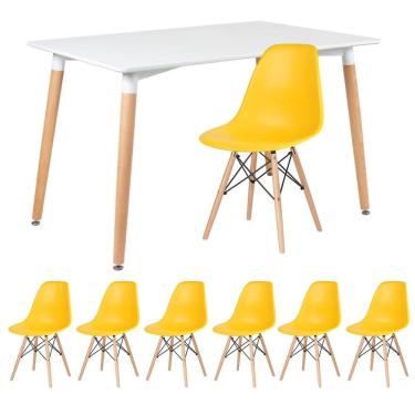 Imagem de KIT - Mesa retangular Eames 80 x 120 cm + 6 cadeiras DSW