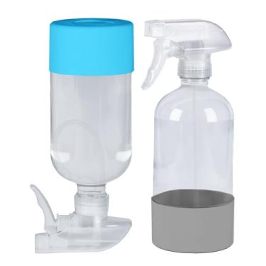 Imagem de TERESRY Pacote com 2 frascos de spray de vidro de 360° com manga de silicone, recipientes recarregáveis vazios de 473 ml com bicos de spray ajustáveis, frascos de spray para cabelo, soluções de