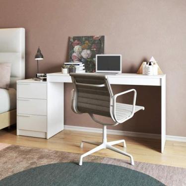 Imagem de Mesa Escrivaninha Extensível com 3 Gavetas BRV Móveis, Branco