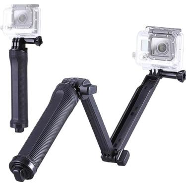 Imagem de ALILUSSO Bastão de selfie para GoPro, bastão de selfie ajustável de 3 vias, cabo de extensão compatível com GoPro Hero 13, 12, 11, 10, 9, preto, câmera de ação AKASO DJI Osmo