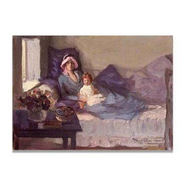 Imagem de Holding A Child John Lavery Classic Realist Portrait & War Scene Canvas Art – Decoração de parede de arte irlandesa para casa 30 x 42 cm Un emoldurada
